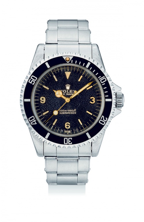 Lot 292, Rolex. A very fine and very rare stainless steel wristwatch with sweep centre seconds, black lacquer 'underline Explorer' dial, ref 5513